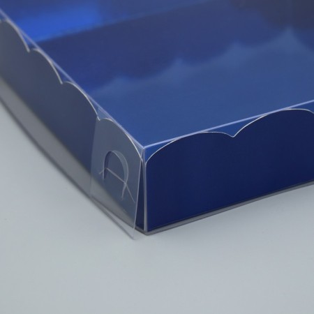 Cookie box, confectionery packaging with PVC lid, “blue”, 15 x 15 x 3 cm-3