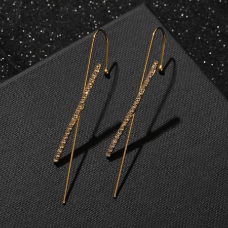 Earring "Kaff" Pin, path, white color in gold-1