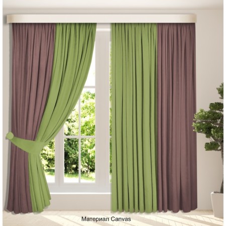 Set of curtains "Canvas", size 200x270 cm, 2 pcs, dusty rose, olive-3