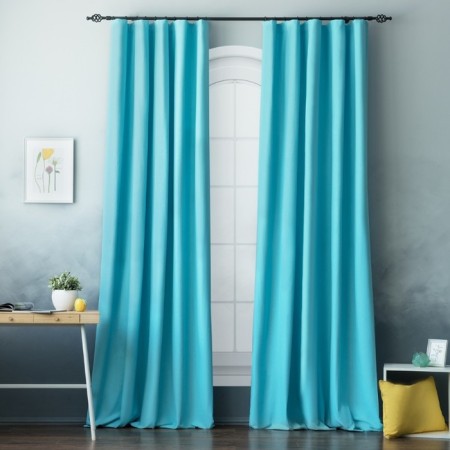 Set of curtains "Billy", size 170 x 270 cm - 2 pcs, grab - 2 pcs, color heavenly - blue