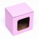 Box under a mug, with a window, pink 12 x 9.5 x 12 cm