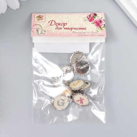 Brads for scrapbooking "English alphabet" set 10 pcs 1.5 cm-3