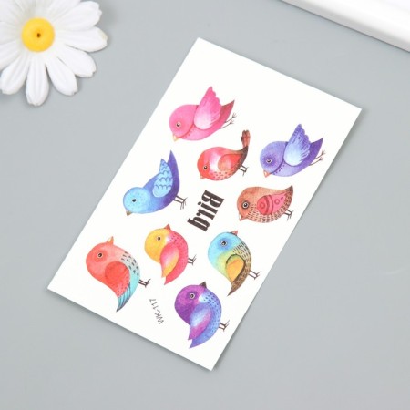 Tattoo on the body color "Small sparrows" 7.5x11 cm-1