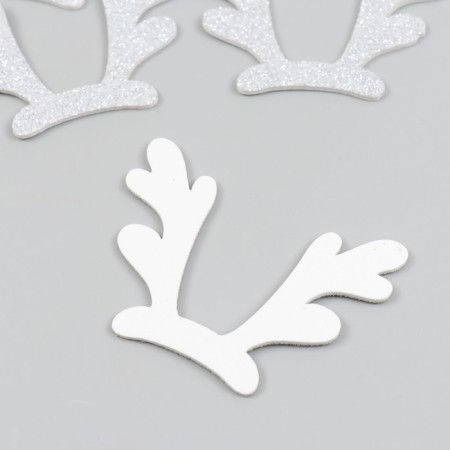 Decor "horns" 7.5x6 cm silver set 5 pcs foam glitter-1