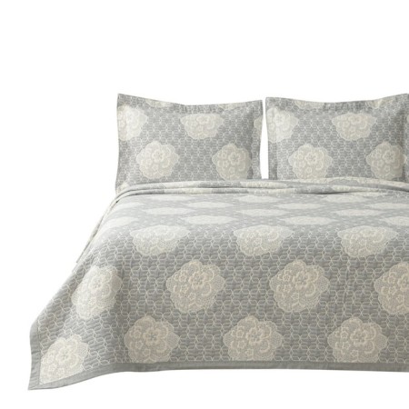Bedspread, size 250x260 cm, gray color-1