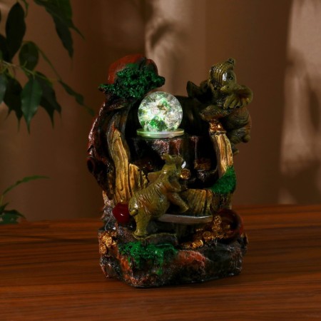 Fountain "Elephants with coins, in the mountains" 20x13 cm (with backlight)-2