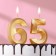 Candle in the cake jubilee "line" (set 2 in 1), number 65, number 56, gold metallic, 6.5 cm