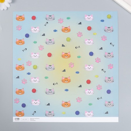 Scrapbooking paper "kittens" density 180 g 30.5x32 cm-1