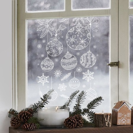 Stick for windows "Christmas balls", reusable, 50 x 70 cm, new year-1