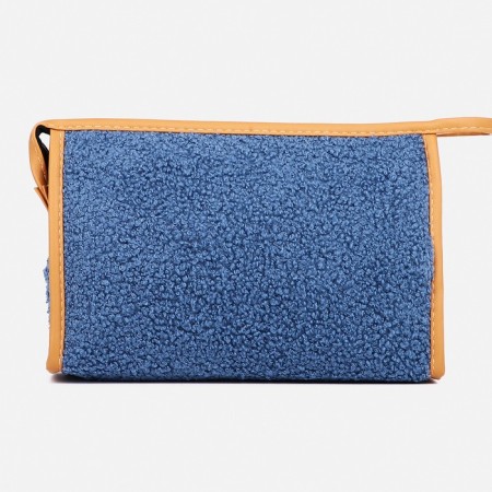 Cosmetic bag with a lining, blue color-1