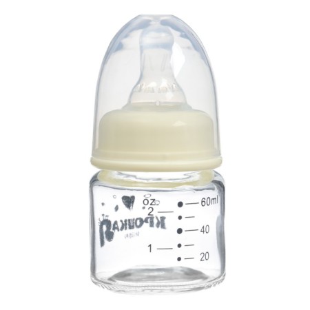 Basic feeding bottle, classic throat, glass, slow flow., 60 ml., 0 months, white color-4