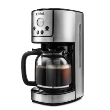 Coffee machine KitFort KT-732, drip, 900 watts, 1.5 l, silver-hourly