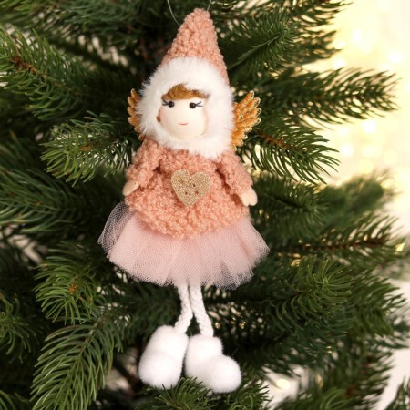 Doll "Mila in a hat", on a suspension, color mix