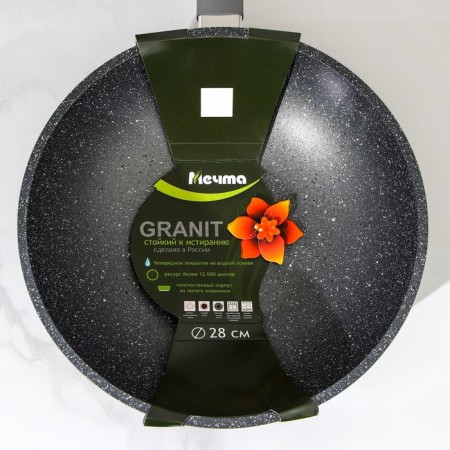 Granite frying pan, d = 28 cm, plastic handle, anti-stick coating, color gray color-7
