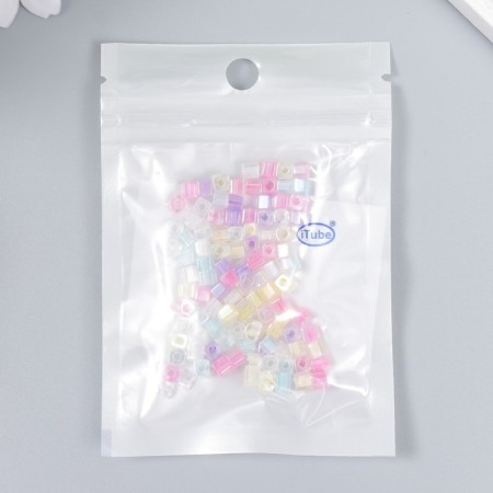 Glass beads 6/0 "Cube. Translucent. Rainbow marshmallow" 10 g-2