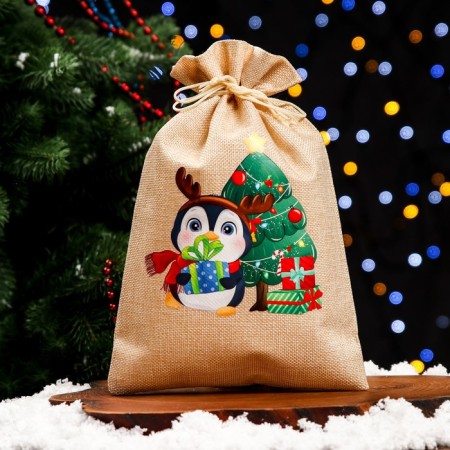 Gift bag with a thermal -monkley "Penguin", 20 x 30 cm