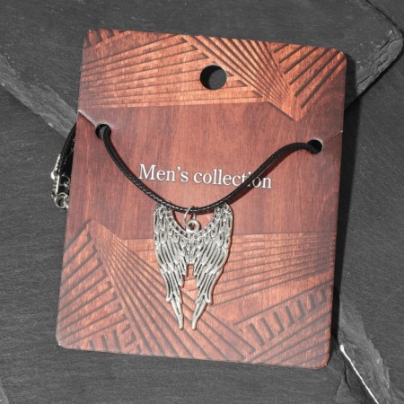 Unisex Cure "Wings", Color Black Silver on a Black Cord, 42 cm-4