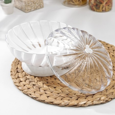 Vase for bread and fruits "Grace", 1.5 l, h = 14.5 cm, d = 21 cm, white color-4