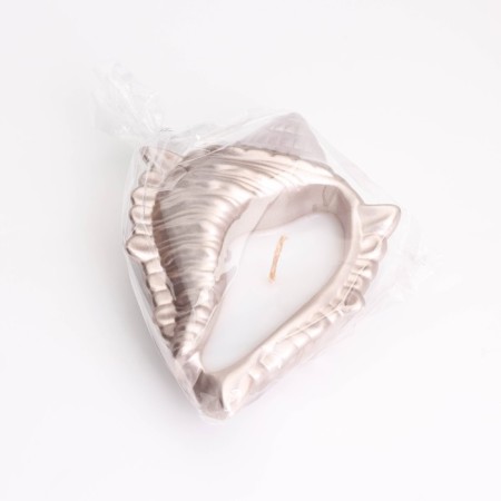 Candle "shell" in a candlestick of gypsum large, 17x11x5.5cm, champagne-4