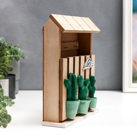Keywood tree 6 hooks "Cacti in pots. Home" 26.8x21.7x6 cm-4