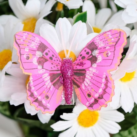 Butterflies for decor and floristry, on the clothespin, plastic, mix, 5 cm and 8 cm-1