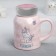Ceramic "Rainbow" mug, 380 ml, with a plastic lid, pink color