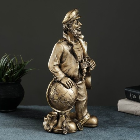 Standing for the bottle "Captain with the Globe" 35x22x18 cm, bronze with gilding-1