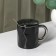 Ceramic mug with a spoon "Stylish Bear", 320 ml, black color