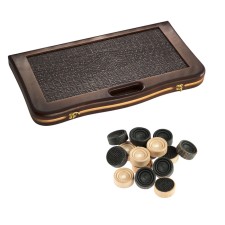 Wooden backgammon large, board game, 55 x 55 cm, skin, with a pen, crocodile, brown