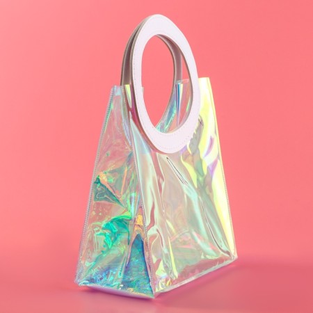 Gift package from PVC, White, Iridiscent, 20 x 18 x 10 cm-2