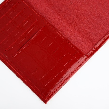 Passport cover, 5 pockets for cards, crocodile, red color-3