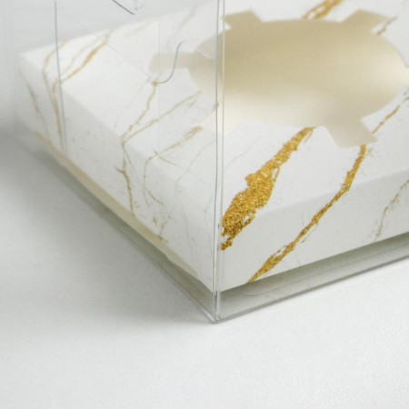 Capcake box, confectionery packaging, 2 cells, “marble”, 16 x 8 x 11.5 cm-2