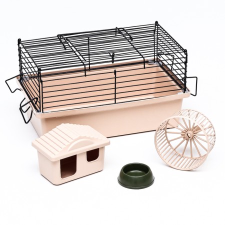 Mini cell for rodents "Pijon" No. 1, equipped, 27 x 15 x 13 cm, beige-11