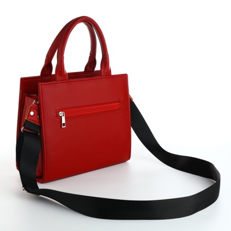 Female bag Textura, tout, average size, red color-4