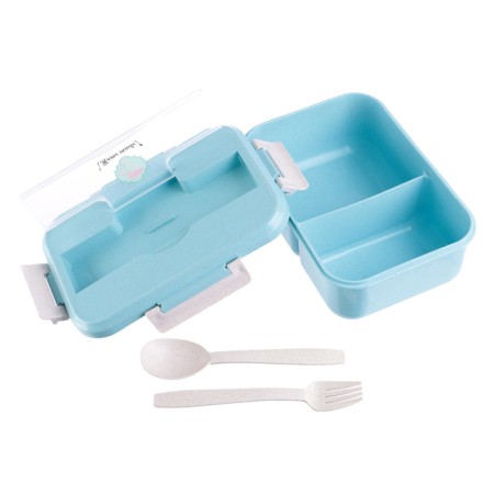 Lunch box with compartments for food, food container, 1.1 l, 21.5 x 7.6 x 15 cm, blue-3