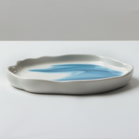 Plate Ceramic Neovstvo Territory "Divorces", 17 cm, white-blue color-4