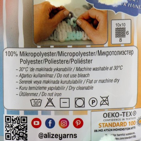 Yarn "Puffy fine color" 100% micropoliester 14.5m/100g (5949 children)-3