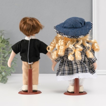 Doll Collectible couple "Lena and Seryozha, Father Clear" Set 2 pcs 21 cm-3