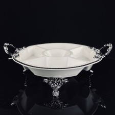 Menzhitsa with handles Lenardi Atlantis, on legs, porcelain, d = 33 cm