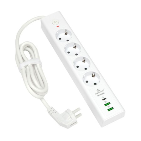 Network filter Cablexpert Exnovo Exn-4-CU2-W-2.4R, 16A, 1XTYPE-C PD, 30W, 2xUSB, 2M, Ur. 4+-2