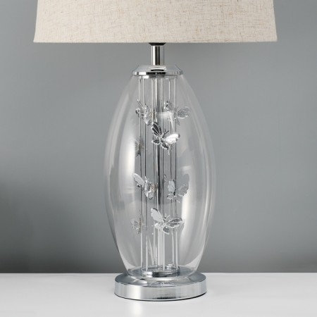 Table lamp with lampshade Risalux "Morgan", E27, 40 W, Chrome, 35 × 35 × 62.5 cm-4