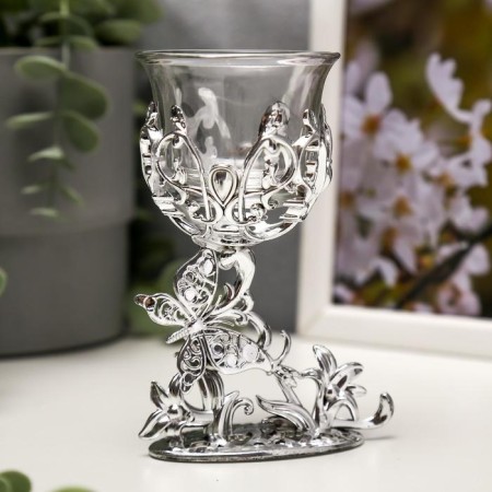 Climber Plastic, glass "Butterfly" silver 12x7.5x6 cm-1