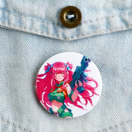 Metal anime icon, set “Bright girls”, D = 38 mm, 4 pcs.-8