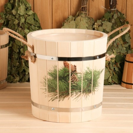 LIPS -13 -liter -panel, plastic insert, stainless rim, rope handles, "spruce branch"-6