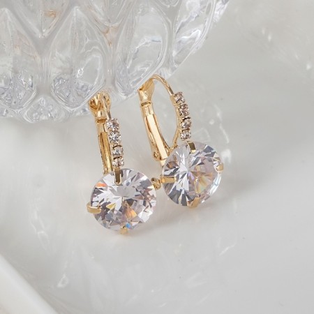 Earrings "Zirconium" mini, circle, white color in gold-2