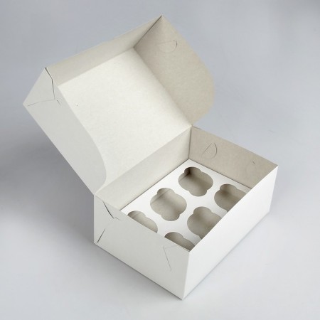 Packaging for 6 cupcakes without a window, white 25 x 17 x 10 cm