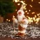Santa Claus "in a brilliant suit, skiing" 16 cm, golden white