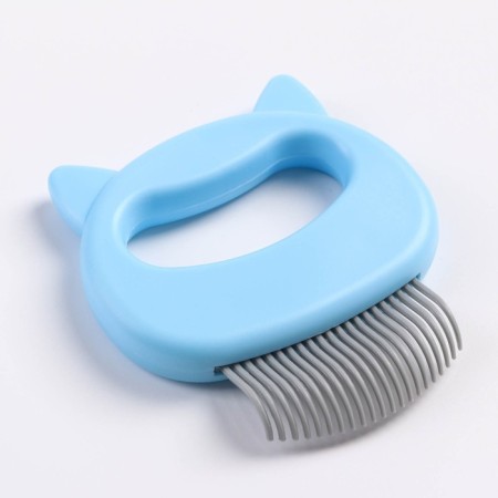 Comb for wool with bent plastic teeth, 21 cloves, 10 x 9 cm, blue-2