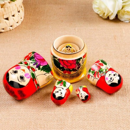Matryoshka "Larisa", red scarf, 5 puppet, 14-15 cm-2