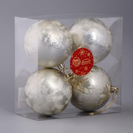 Set of balls plastic D-8 cm, 4 pcs "fog" gold-1